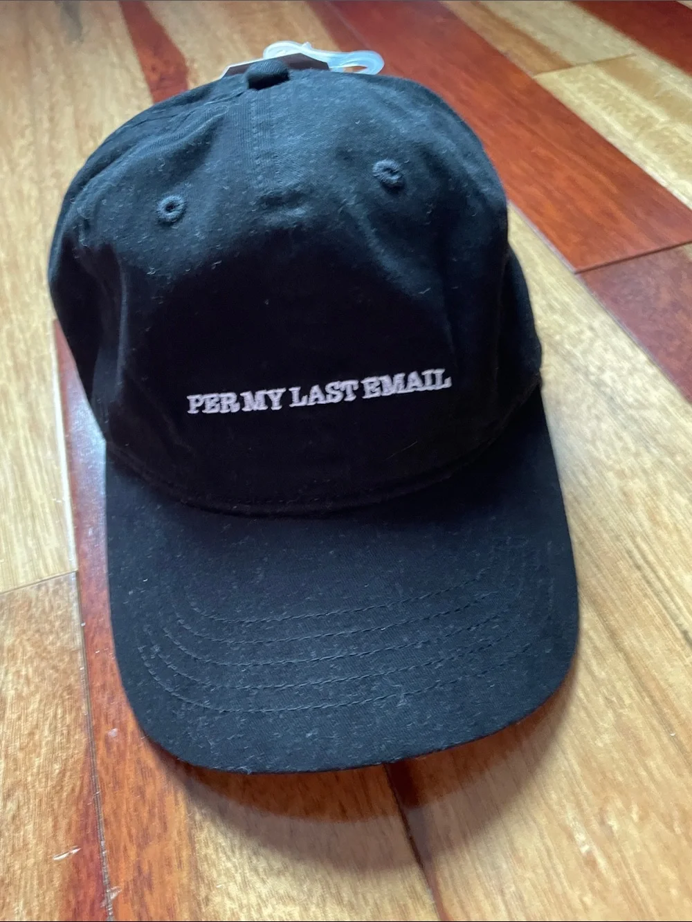 Time and Tru Black Baseball Cap with White Embroidered Text